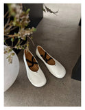 KYLETHOMASW  -  Cross Strap Ballet Flats 2025 Summer Breathable Flats Vintage Soft Leather Mary Jane Flats