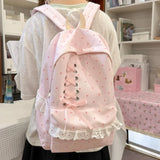 KYLETHOMASW  -  Polka Dot Bag Lace Bandage Bow Mochila Preppy Style Mochilas Mujer Fresh Fashion Backpacks Travel Backpack Bolsas Feminina