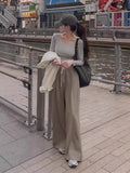 KYLETHOMASW  -  French Niche Lace Slimming Wide Leg Casual 2025 Spring Women New Casual Versatile High Waisted Loose Floor Length Pants