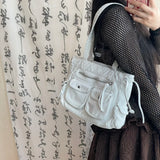 KYLETHOMASW  -  Korean Niche Design Retro Zipper Drawstring Pocket Underarm Bag Elegant Fashion Women Shoulder Underarm Bags