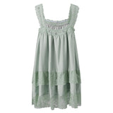 KYLETHOMASW  -  Women Vintage Mesh Babydoll Dresses Fairy Lace Mini Dress Y2k Floral Lace Trim Ruffle Chic Kawaii Harajuku Short Dress