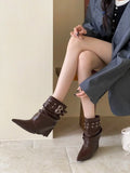 KYLETHOMASW  -  High-Quality Soft Leather Ankle Boots Women Sexy Pointed Toe Metal Buckle Design Modern Boots Fall Winter Comfortable Women Shoe