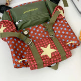KYLETHOMASW  -  Cute Large Capacity Lucky Star Backpack Korean Style Multi-pocket Drawstring Schoolbag Y2K Nylon Hiking Camping Bag Students