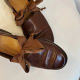 KYLETHOMASW  -  Retro Brown Lace-up Loafers for Women British Style Pleated Designer Flats Shoes Comfortable Lightweight Outdoor Walking Shoes