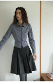 KYLETHOMASW  -  French Style Ruched Vintage Literary Skirt Pleated High Waist All-match Mujer Faldas Slim A-line Preppy Style Casual Solid Falda