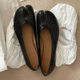 KYLETHOMASW  -  Split Toe Women Ballet Flats Fashion Tabi Shoes Casual Slip-on Loafers Ladies Pleated Leather Espadrilles Zapatillas Mujer