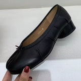 KYLETHOMASW  -  Spring Summer Microfiber Leather Split Toe Women Pumps Fashion Pleated 3.5cm Low Heeled Tabi Soft Soles Loafers Shoes