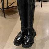 KYLETHOMASW  -  Fashion Womens Shoes Luxury Soft Leather Knight Boots for Woman Exquisite Platform Knee High Boots Designer Shoes Botas Feminina