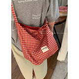 KYLETHOMASW  -  College Style Canvas Tote Bag for Women 2025 New Korean Versatile Large Capacity Bucket Bags