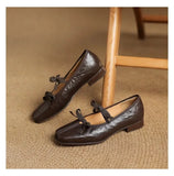 KYLETHOMASW  -  Mary Jane New Women Shoes Ballet Bow Square Toe Mid Heels Nude Shoes Fashion Casual Elegant Shallow Pumps