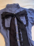 KYLETHOMASW  -  Vintage Sweet 2 Piece Set Bow Shirts Short Sleeve Casual Tops Y2k Slim Mini Skirt Harajuku Korea 90s Emo Grunge Summer Lolita