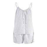 KYLETHOMASW  -  spring and summer Europe and America sexy neck vest pajamas sleeveless double yarn shorts set women's loungewear
