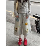 KYLETHOMASW  -  American Style Vintage Girl Jeans Loose Fit Wide Leg Straight Leg Denim Shorts Sensibility Design For Summer