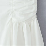 KYLETHOMASW  -  Sexy White Slash Collar Backless Midi Long Strapless Dress Women Pleated Folded Low Waist Pleated Ruched Hem Swing Party Robe