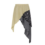 KYLETHOMASW  -  Y2k Low Waist Patchwork Flower Print Irregular Fashion Slight Strech Mid-length Skirts