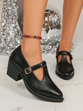 KYLETHOMASW  -  New Retro Mary Jane Shoes, French-Style Pointed Women's Flats, Soft-Tread T-Strap Leather Shoes, Plus Size