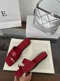 KYLETHOMASW  -  Shoes Woman 2025 Slippers Summer Square Toe Luxury Slides Rivet Pantofle Flat Designer New Rivet Shoes Slippers Women Summer Pan