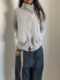 KYLETHOMASW  -  Women's minimalist asymmetrical button-up pullover hoodie Grunge solid color retro casual street style high street fall/winter