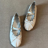 KYLETHOMASW  -  Sweet Bowknot Design Comfort Soft Ballet Flats Women Elegant Dress Shoes Fashion Pleated Shallow Flats Loafers Zapatos De Mujer