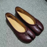 KYLETHOMASW  -  Comfortable Classic Women's Ballet Flat Shoes Tabi Split-Toe Rubber Upgraded Leather Insole Versatile Cute Pig's Hoof Shoes