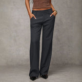 KYLETHOMASW  -  Korean Style Loose Wide Leg Suit Pants Hip Concealing Slimming Black Casual Floor Length Pants Comfortable Korean Leisure