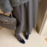 KYLETHOMASW  -  New Women's Retro Round Toe Cross Water Diamond With Casual Coarse Heel Mary Jane Ladies Shoes French Single Shoes