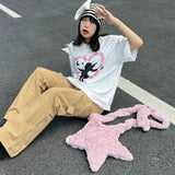 KYLETHOMASW  -  Star Shape Soft Plush Messenger Bag Candy Color Fashion Cross Body Bags Large Women's Shoulder Handbag