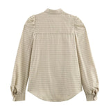 KYLETHOMASW  -  French Vintage Checkered Puffed Sleeve Bow Tie Shirt 2026 Spring Autumn Blouses Women's Clothes Casual Tops