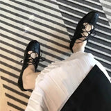 KYLETHOMASW  -  Ballet Shallow Flat Shoes Soft Commuting Casual Shoes 2025 Spring and Autumn Retro Cross-laced Flat Mary Jane Shoes