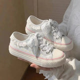KYLETHOMASW  -  Girls Floral Lace Canvas Shoes New Summer Autumn Female Thick Bottom Casual Shoes Students Sweet Breathable Canvas Shoes