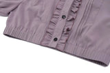 KYLETHOMASW  -  Korean Sweet Ruffle Collar Puff Sleeve Crop Blouse Women Thin Lightweight Casual Daily Shirt