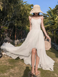 KYLETHOMASW  -  Women Vacation Clothes White Asymmetrical Sexy Sling Backless Bandage Slim Long Dress Elegant Party Birthday Vestidos Robe Beach
