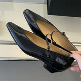 KYLETHOMASW  -  New Retro Women Shoes Exquisite Square Head Low Heels for Woman Elegant French Casual Shoe Fashion Designer Shoes Zapatos Mujer