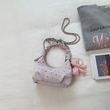 KYLETHOMASW  -  Women Cute Colorful Polka Dot Hobo Bag Ruched Handle Small PU Leather Chain Crossbody Purse with Bow Charm New Handbags