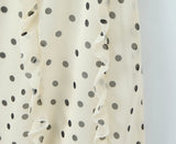 KYLETHOMASW  -  Romantic Apricot Polka Dot Print Chiffon Midi Long Skirt Women Zipper Waist Tierred Ruffles A-lined Asymmetry Skirts Holiday