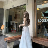 KYLETHOMASW  -  Mint Mesh Strapless Dress Summer Slimming Atmosphere New Style Elegant Temperament High-end Waist-cinching Vacation