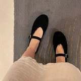 KYLETHOMASW  -  Shallow Casual Ladies Soft Mary Jane Shoes Retro Black Square Toe Outdoor Dress Ballet Flats 2025 New Brand Women Footwear