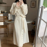 KYLETHOMASW  -  Spring and Summer Thin Morning Gowns Home Clothes Sleepwear That Can Be Worn Outside Women's Autumn Sweet Long Bathrobes
