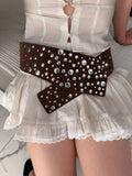 KYLETHOMASW  -  Hot Girl Y2K Irregular Rivet Wide Belt Versatile Niche Punk Gothic Waist Cincher Women Dress Jeans Daily Accessory Waist Belt