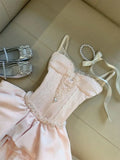 KYLETHOMASW  -  Vintage French Elegant Sweet Woman Dress Sexy Strapless Design Short Party Mini Dress Female Fairy Birthday Party Chic Clothes