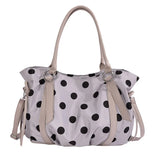 KYLETHOMASW  -  Women Polka Dot Nylon Tote Bag Pu Leather Handle Large Capacity Soft Shoulder Bag Casual Daily Crossbody Handbag Purse