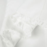 KYLETHOMASW  -  Gentle style V-neck mushroom edge bubble sleeve shirt BM foreign trade new style breasted waist tight short sleeved top