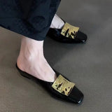 KYLETHOMASW  -  Metal-buttoned Toe, Half-slipper, Female, Inwardly Height-increasing, Square-headed, One-footed, Lazy Person's Drag