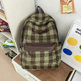 KYLETHOMASW  -  Bow Plaid Mochila  High Capaci Bag Student Laptop Mochilas Mujer Japanese Vintage Bolsas Fashion Simple Bags for Woman Backpack