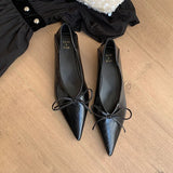 KYLETHOMASW  -  Fashion Butterfly-Knot Comfort Women Flats Shoes Casual Non-Slip Female Soft Pointed Toe Dress Ladies Flat Slip On Shoes