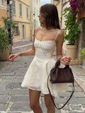KYLETHOMASW  -  Sweet Dress Women Backless Shirring Jacquard Slip Y2K Hollow Elegant Birthday Banquet Party Summer Trend Chic Bodycon