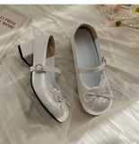 KYLETHOMASW  -  Round Toe JK Women Mary Jane Shoes Ladies Concise Outdoor Butterfly-knot Pumps Spring Autumn Women's Leather Shoes