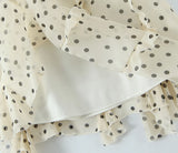 KYLETHOMASW  -  Romantic Apricot Polka Dot Print Chiffon Midi Long Skirt Women Zipper Waist Tierred Ruffles A-lined Asymmetry Skirts Holiday