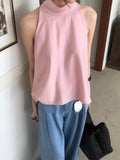 KYLETHOMASW  -  Small Sexy Backless Hanging Neck Style Ribbon Vest Women Summer New Item Niche Retro Loose Versatile Shirt