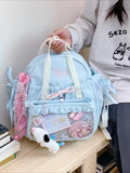 KYLETHOMASW  -  Bow Ita Bag Detachable Transparent Pockets Mochilas Mujer Student Versatile Mochila High Capacity Backpack Bolsa Feminina